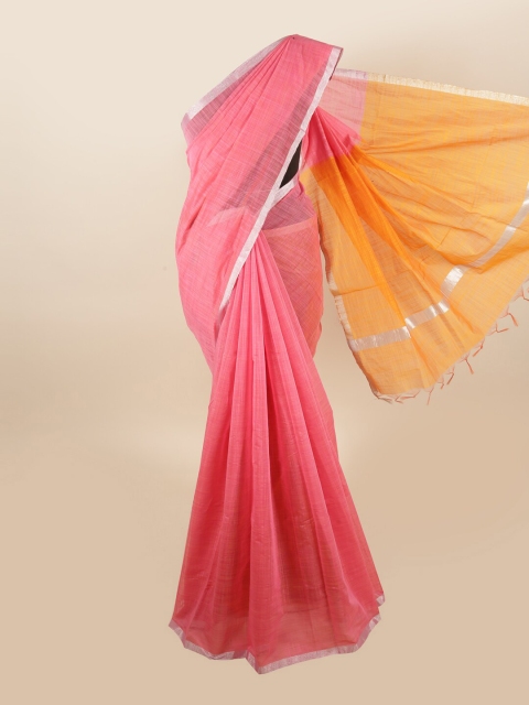 

Pothys Pink & Orange Woven Designed Silk Cotton Saree