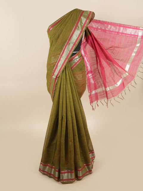 

Pothys Green & Pink Zari Silk Cotton Saree