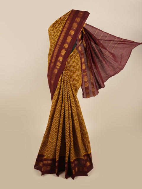 

Pothys Mustard & Brown Saree