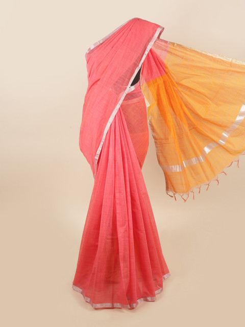

Pothys Coral & Orange Zari Silk Cotton Saree