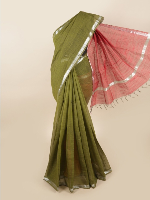 

Pothys Green & Red Woven Design Zari Silk Cotton Saree