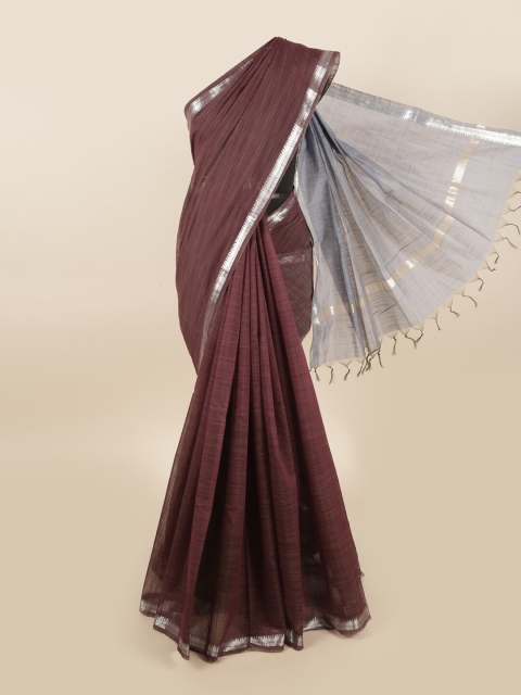 

Pothys Burgundy & Grey Woven Designed Silk Cotton Saree