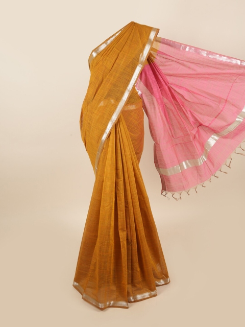 

Pothys Mustard & Pink Woven Design Silk Cotton Saree