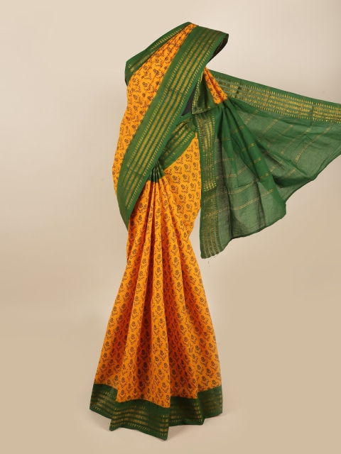 

Pothys Yellow & Green Floral Printed Zari Saree