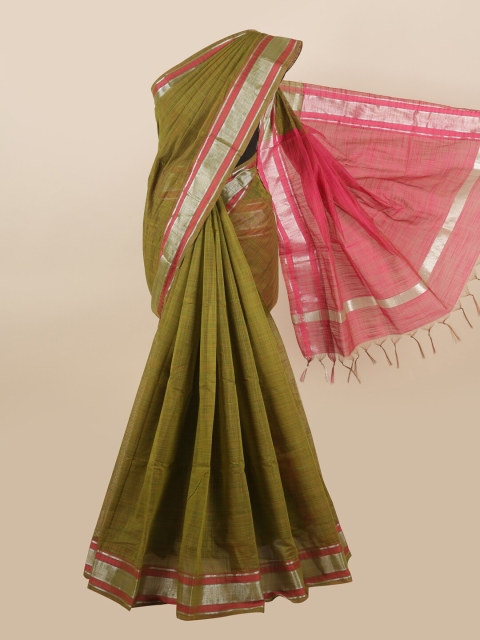 

Pothys Green & Pink Woven Designed Silk Cotton Saree