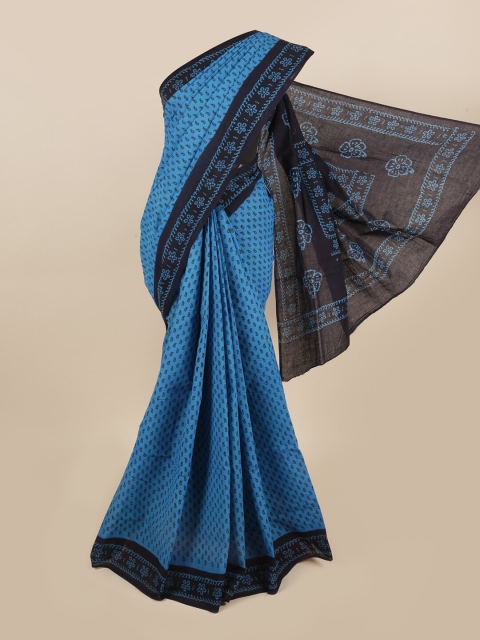 

Pothys Blue & Black Paisley Printed Saree