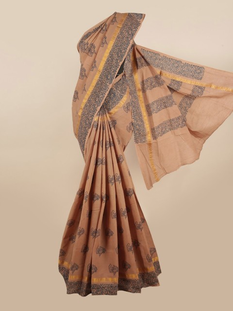 

Pothys Brown & Blue Ethnic Motifs Printed Saree