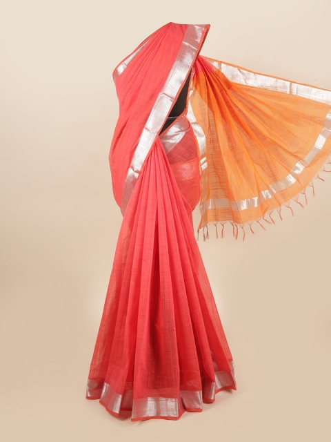 

Pothys Coral & Yellow Silk Cotton Saree