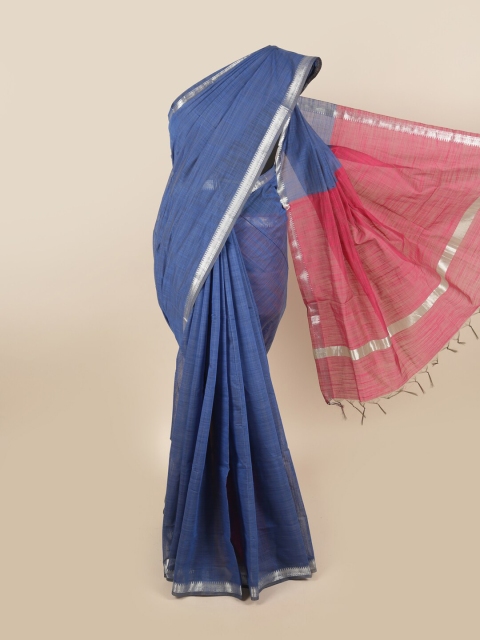 

Pothys Blue & Red Woven Design Zari Silk Cotton Saree