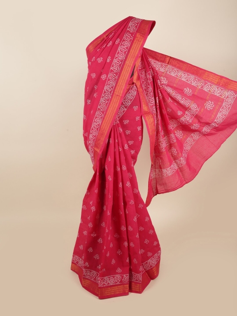 

Pothys Pink & White Floral Zari Saree