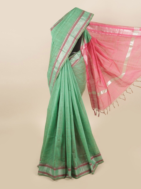 

Pothys Green & Pink Zari Silk Cotton Saree