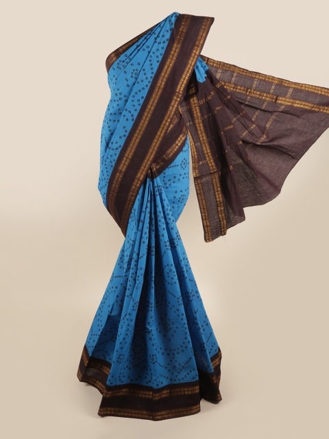 

Pothys Blue Bandhani Printed Cotton Blend Saree