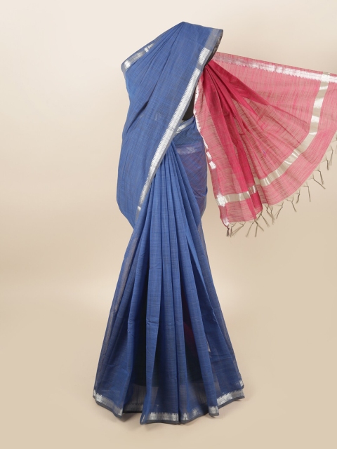 

Pothys Blue & Red Silk Cotton Saree