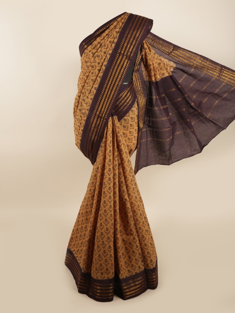 

Pothys Tan Floral Printed Cotton Blend Saree