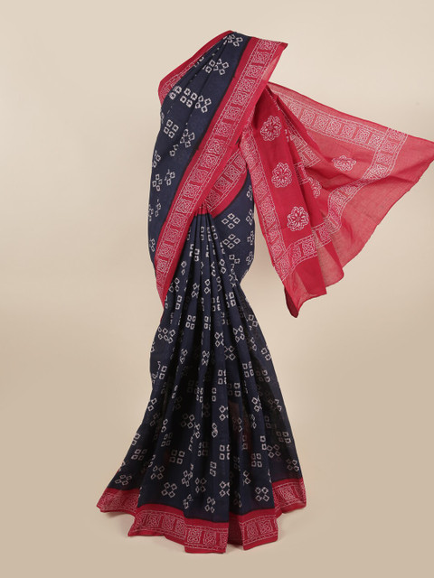 

Pothys Blue & Pink Batik Saree