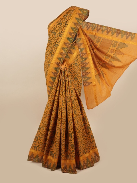 

Pothys Mustard & Green Ethnic Motifs Saree