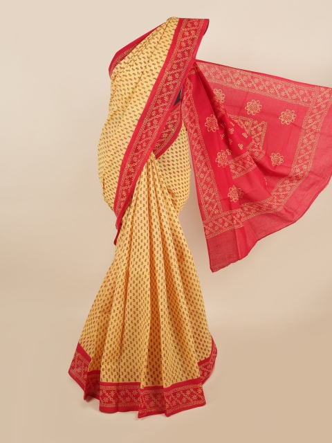 

Pothys Yellow & Red Paisley Printed Saree