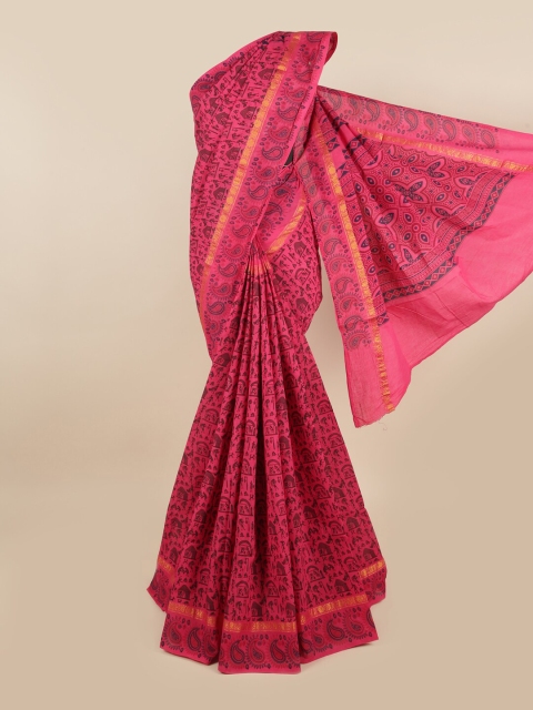 

Pothys Pink & Black Warli Saree