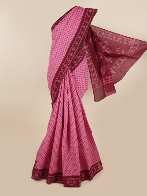 

Pothys Pink & Maroon Paisley Printed Saree