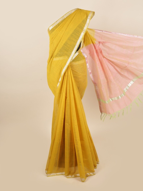 

Pothys Lime Green & Pink Silk Cotton Saree