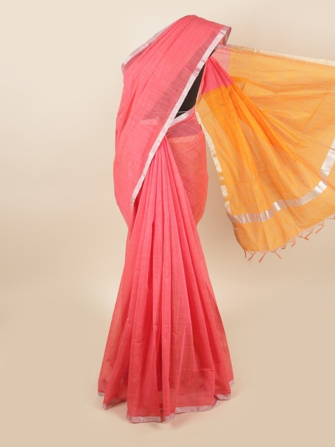 

Pothys Coral & Yellow Zari Silk Cotton Saree
