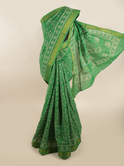 

Pothys Green Floral Printed Cotton Blend Saree
