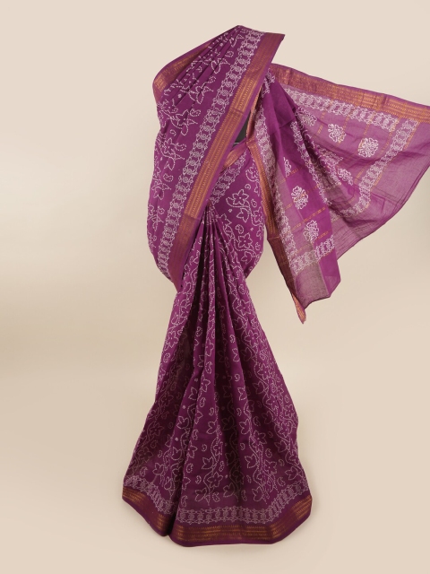 

Pothys Purple & White Bandhani Saree