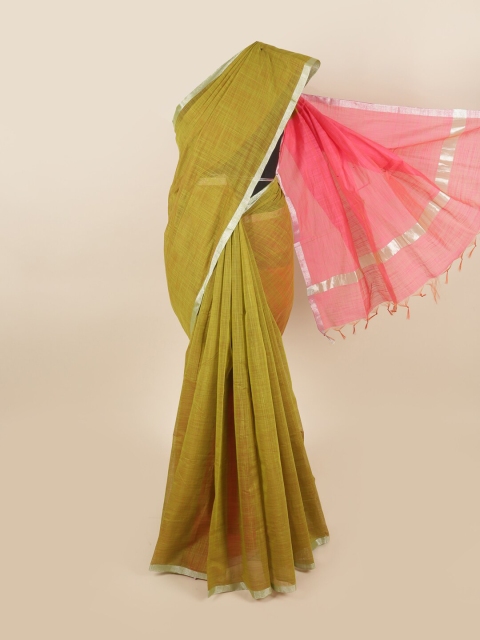 

Pothys Green & Pink Woven Design Silk Cotton Saree