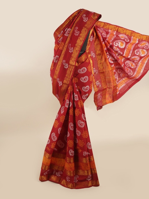

Pothys Red & Yellow Paisley Printed Zari Saree