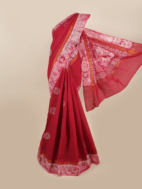 

Pothys Maroon & White Batik Saree