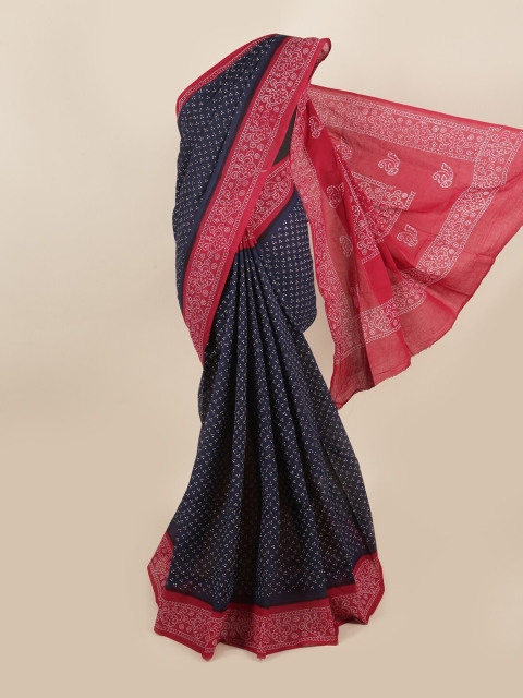 

Pothys Blue & Pink Bandhani Saree
