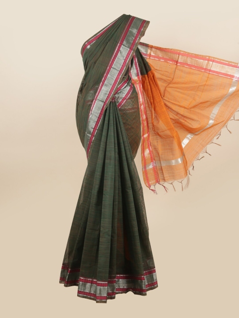 

Pothys Green & Orange Woven Design Zari Silk Cotton Saree