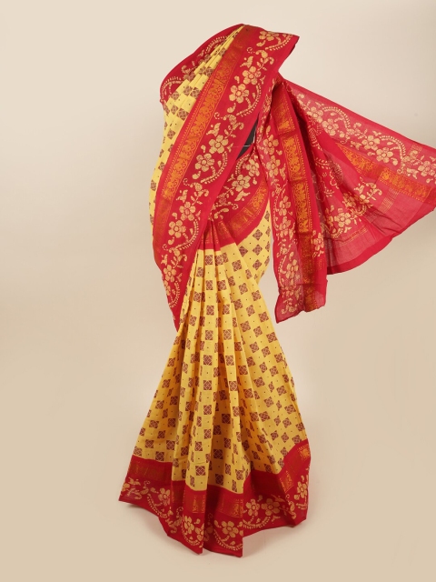 

Pothys Yellow & Red Ethnic Motifs Printed Saree