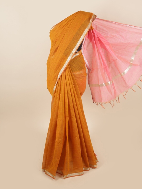 

Pothys Mustard & Pink Silk Cotton Saree