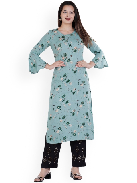 

PNEHA Women Sea Green Floral Printed Regular Kurta with Palazzos
