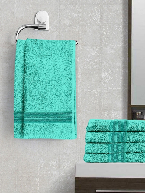 

Lushomes Set Of 6 Sea-Green Solid Pure Combed Cotton Hand Towels
