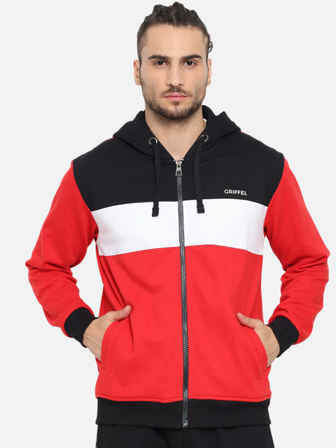 

GRIFFEL Men Red & Black Colourblocked Sweatshirt