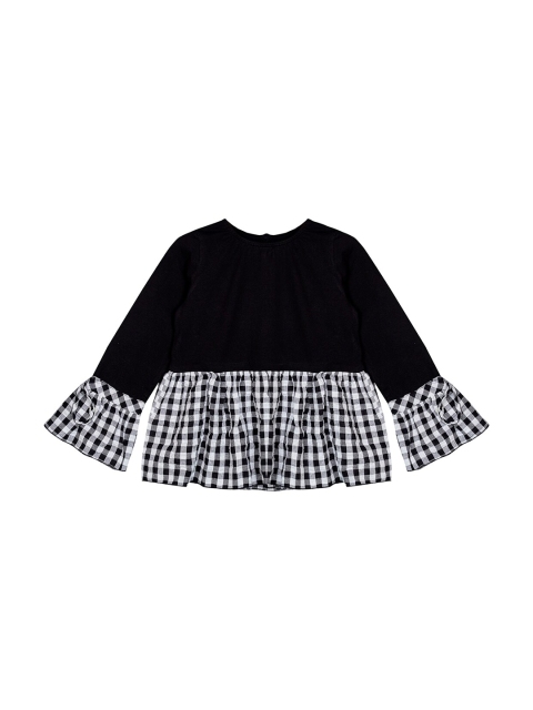 

Budding Bees Girls Black & White Checked Monochrome Cinched Waist Top