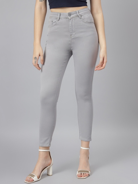 

Code 61 Women Grey Skinny Fit High-Rise Stretchable Jeans