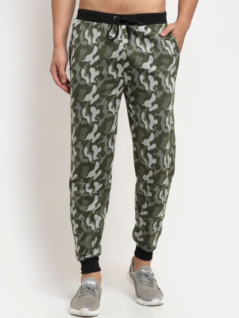 

VIMAL JONNEY Men Olive & Grey Camouflage Printed Joggers