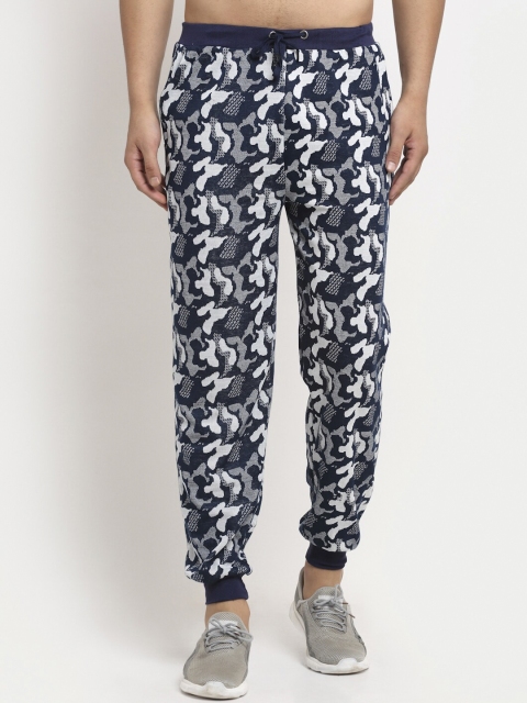 

VIMAL JONNEY Men Navy Blue & White Printed Joggers