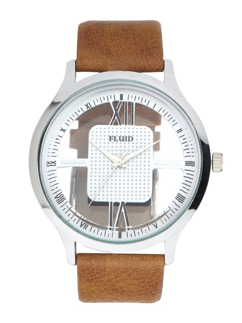 

FLUID Unisex White Printed Dial & Brown Leather Straps Analogue Watch FL-003-TRAN-SL