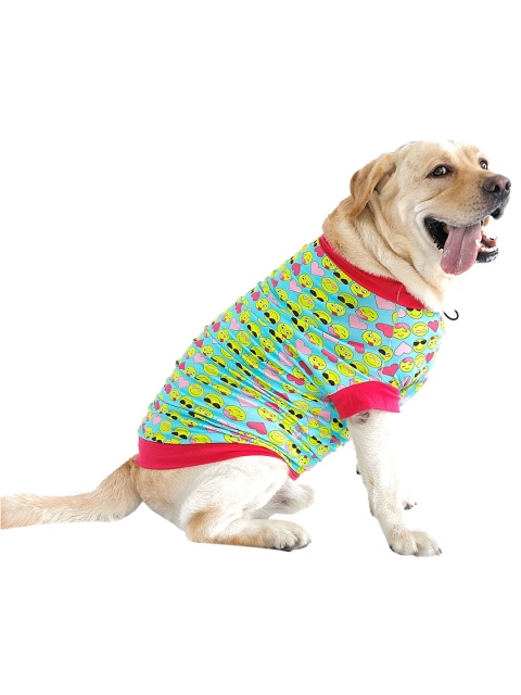 

Dchica Paws Blue & Red Graphic Printed Cotton Dog T-shirt