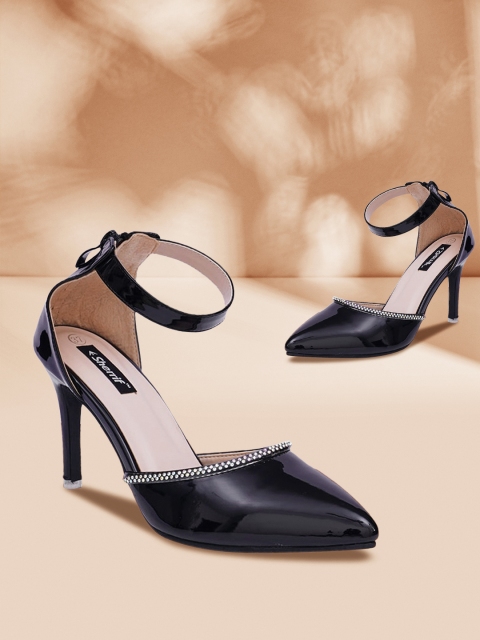 

Sherrif Shoes Black Party Kitten Pumps with Buckles