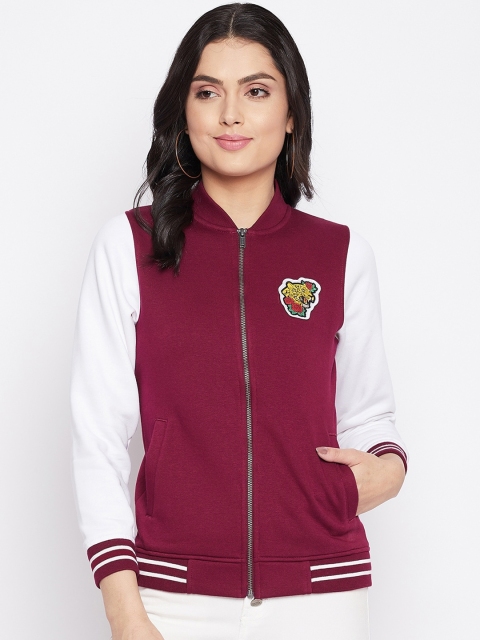 

HARBORNBAY Women Maroon Colourblocked Sweatshirt