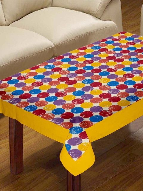 

Lushomes Yellow & Blue Printed Titac Pure Cotton 4-Seater Table Cloth