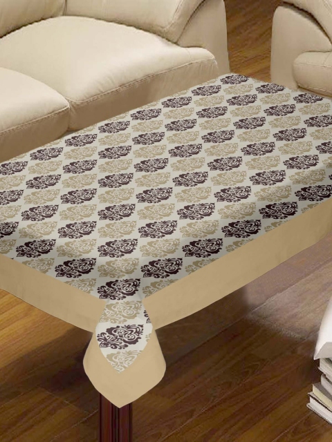 

Lushomes White & Brown Printed Pure Cotton 4-Seater Table Cloth