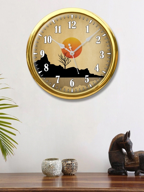 

999Store Brown & Orange Printed Contemporary Wall Clock