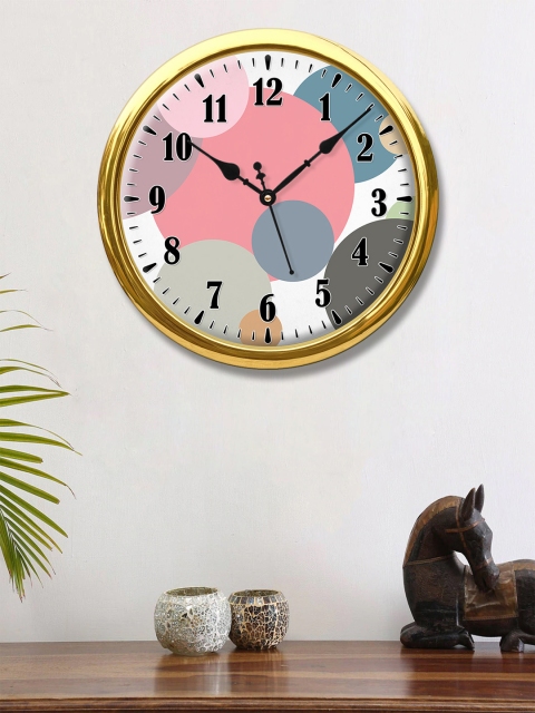 

999Store White & Pink Printed Contemporary Wall Clock