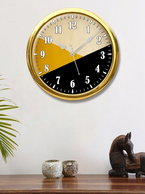 

999Store Black & Yellow Printed Traditional Wall Clock